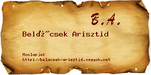 Belácsek Arisztid névjegykártya